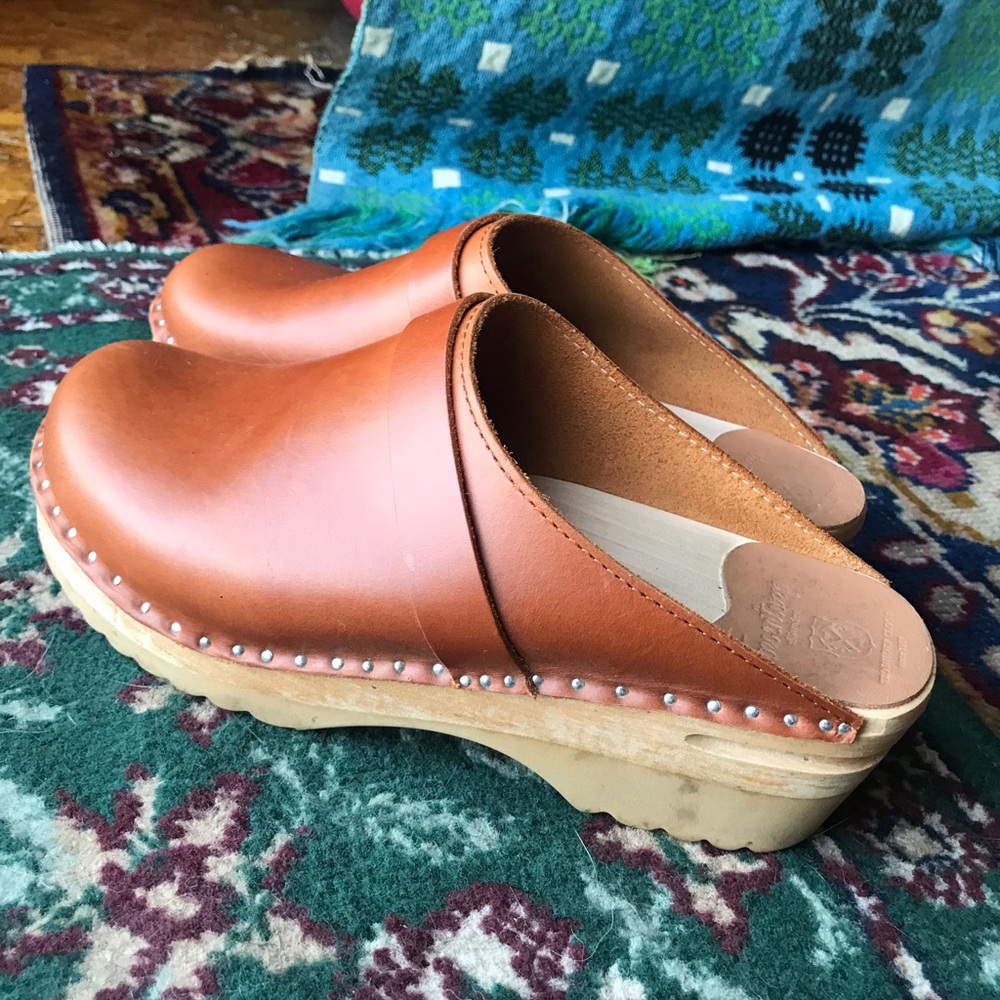 Troentorp Cognac Leather Clogs 39